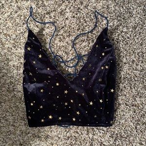 Velvet Galaxy Print Crop Cami from ROMWE Size S